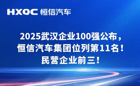 2025武漢企業100強公布！恒信汽車集團位列第11名，民營企業前三